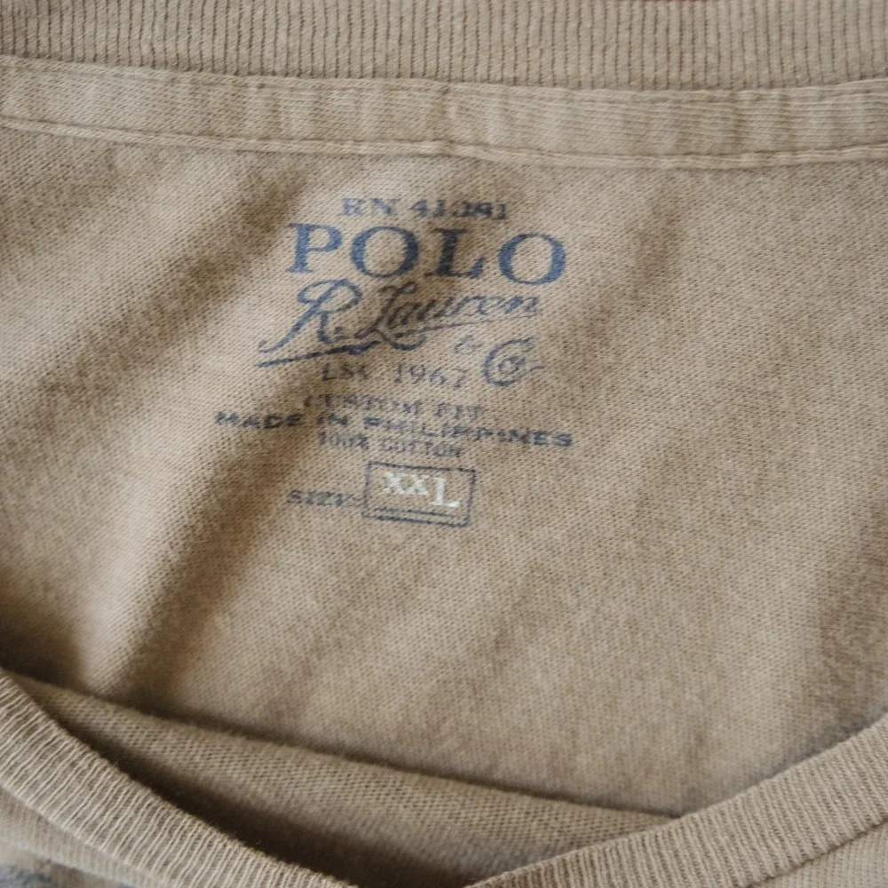 Polo Ralph Lauren Graphic T-Shirt Mens Tan Duck Print Rugged XXL Long Sleeve